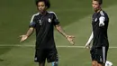 Reaksi Marcello dan Christiano Ronaldo di sela-sela latihan