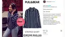 Striped Shirt seperti ini juga menjadi pilihan Prilly untuk menunjang penampilannya sehari-hari. Kemeja bermerek Pull&Bear ini hanya bernilai Rp. 299.900. (Instagram/prilly.closet)
