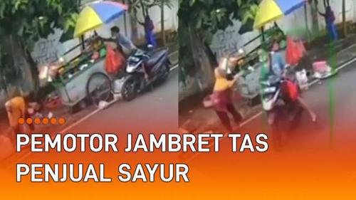 VIDEO: Berkedok Beli Ayam, Pemotor Jambret Tas Penjual Sayur di Pinggir Jalan