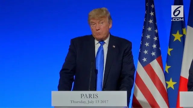 Pada jumpa pers bersama Presiden Perancis Emmanuel Macron di Paris, Trump mengatakan bahwa AS tetap berkomitmen, walau sering berseberangan.