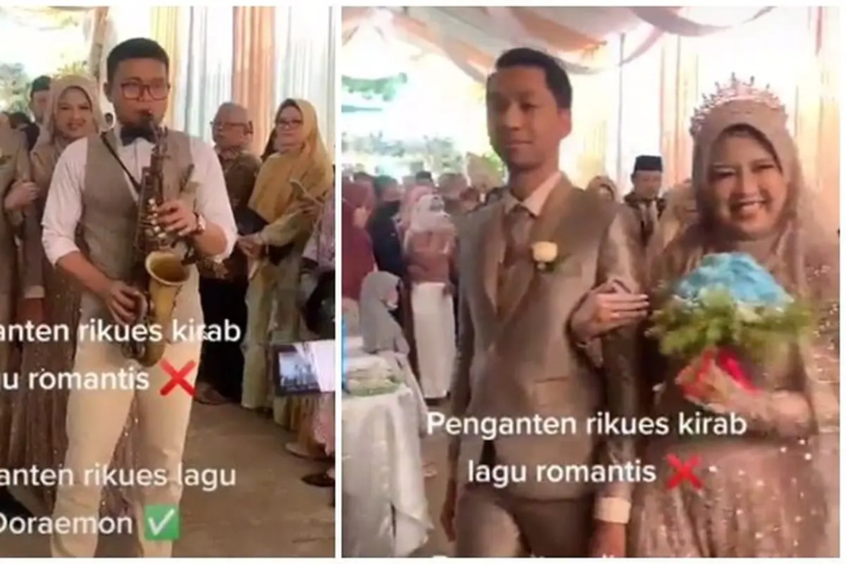 Viral Video Resepsi Pernikahan Ini Diiringi Lagu Doraemon, Bikin Netizen Heran