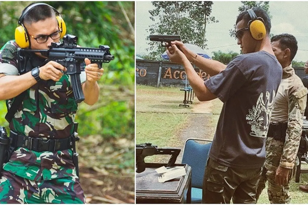 6 Potret Seleb Cowok Saat Latihan Menembak Ini Curi Perhatian