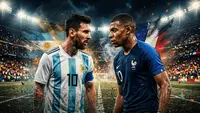 Ilustrasi Lionel Messi vs Kylian Mbappe. (Bola.com/AI)
