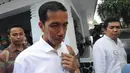Capres Joko Widodo melakukan preskon sebelum malam debat calon presiden di Lenteng Agung, Jaksel, Senin (9/6/2014) (Liputan6.com/Herman Zakharia)