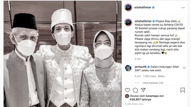 Unggahan Atta Halilintar dan kakek neneknya. (Foto: Instagram @attahalilintar)