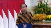 Presiden Joko Widodo (Jokowi) pada Pembukaan Rakornas Pengawasan Intern Pemerintah Tahun 2022 di Istana, Selasa (14/6/2022). Seorang perdana menteri menelepon Jokowi untuk meminta dikirimkan minyak goreng.