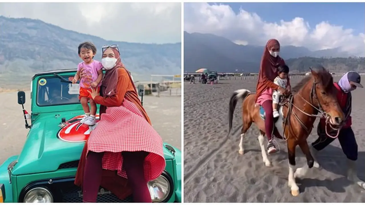 7 Potret Ria Ricis Ajak Moana ke Gunung Bromo, Jajal Berkuda Bersama