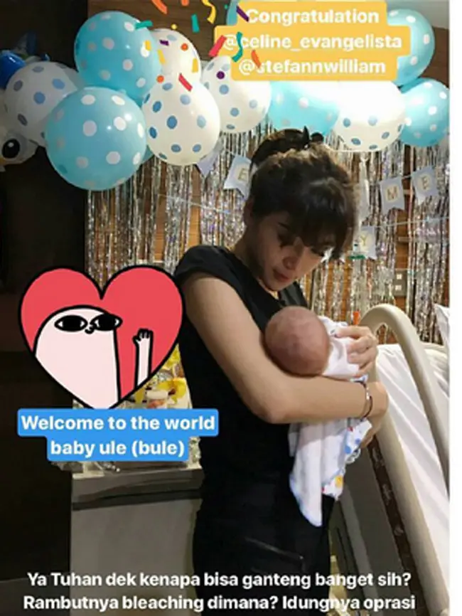 Gambaran Fisik anak Celine Evangelista-Stefan William. (Instagram/natta_william)