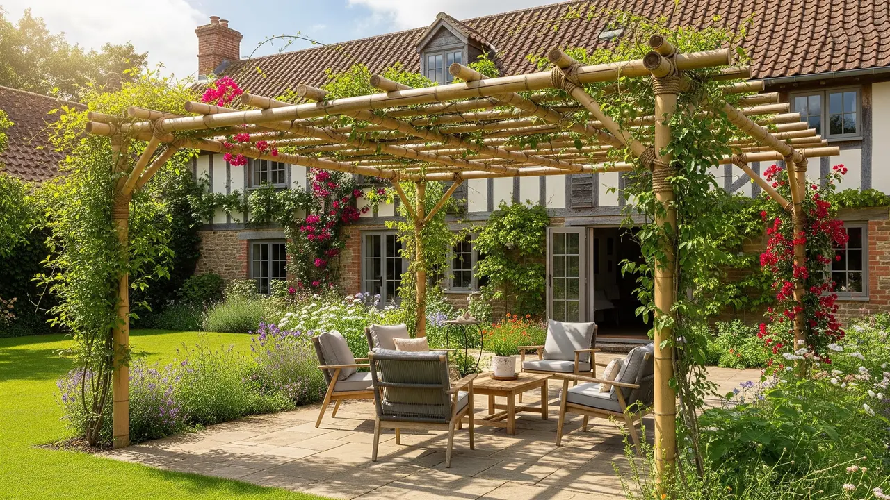 Model Pergola Bambu yang Cocok untuk Rumah Pedesaan (AI Generated)