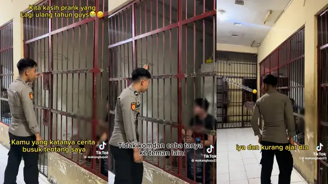 Viral di TikTok Ketika Seorang Polisi Memberikan Kejutan Ulang Tahun pada Tahanan di Lapas. Momen itu Membuat Tahanan yang Berulang Tahun Menangis Terharu (Sumber: TikTok @makangbaju23)