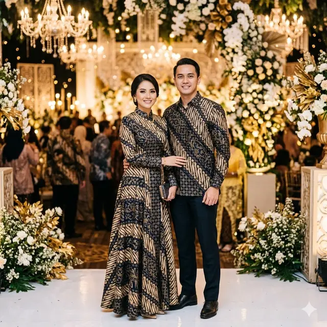 Model Gamis Batik Kombinasi Couple Terbaru