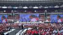 Presiden Joko Widodo memberikan pidato saat berhimpun di dalam satu gerakan yang dinamai Gerakan Nusantara Bersatu di Stadion Utama Gelora Bung Karno, Jakarta, Sabtu (26/11/2022). Nusantara Bersatu adalah perlehatan akbar untuk bisa tatap muka, temu kangen dan silaturahim seluruh elemen relawan bersama dengan Presiden Joko Widodo. (Foto Dok Pertiwi Indonesia)