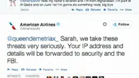 Gadis yang diketahui bernama Sarah itu mem-posting sebuah tweet yang diarahkan pada akun resmi milik maskapai penerbangan American Arilanes.