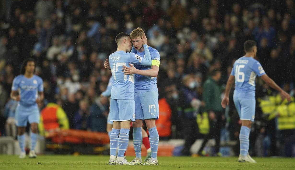 Kemenangan ini bakal jadi modal berharga bagi Man City untuk duel leg kedua di Wanda Metropolitano pekan depan meski perjuangan Phil Foden dan kolega tentunya tidak akan mudah. (AP/Dave Thompson)