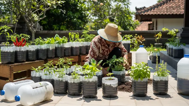Cara Membuat Kebun Pangan Keluarga dari Galon Bekas/AI Generated