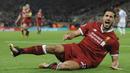 Ekspresi pemain Liverpool, Emre Can usai membobol gawang Maribor pada laga Liga Champions grup E di Stadion Anfield, Liverpool, (1/11/2017). Liverpool menang 3-0. (AP/Rui Vieira)