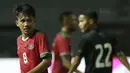 Gelandang Indonesia U-19, Witan Sulaeman, saat pertandingan melawan Thailand U-19 pada laga persahabatan di Stadion Wibawa Mukti, Cikarang, Minggu (8/10/2017). Indonesia menang 3-0 atas Thailand. (Bola.com/M Iqbal Ichsan)