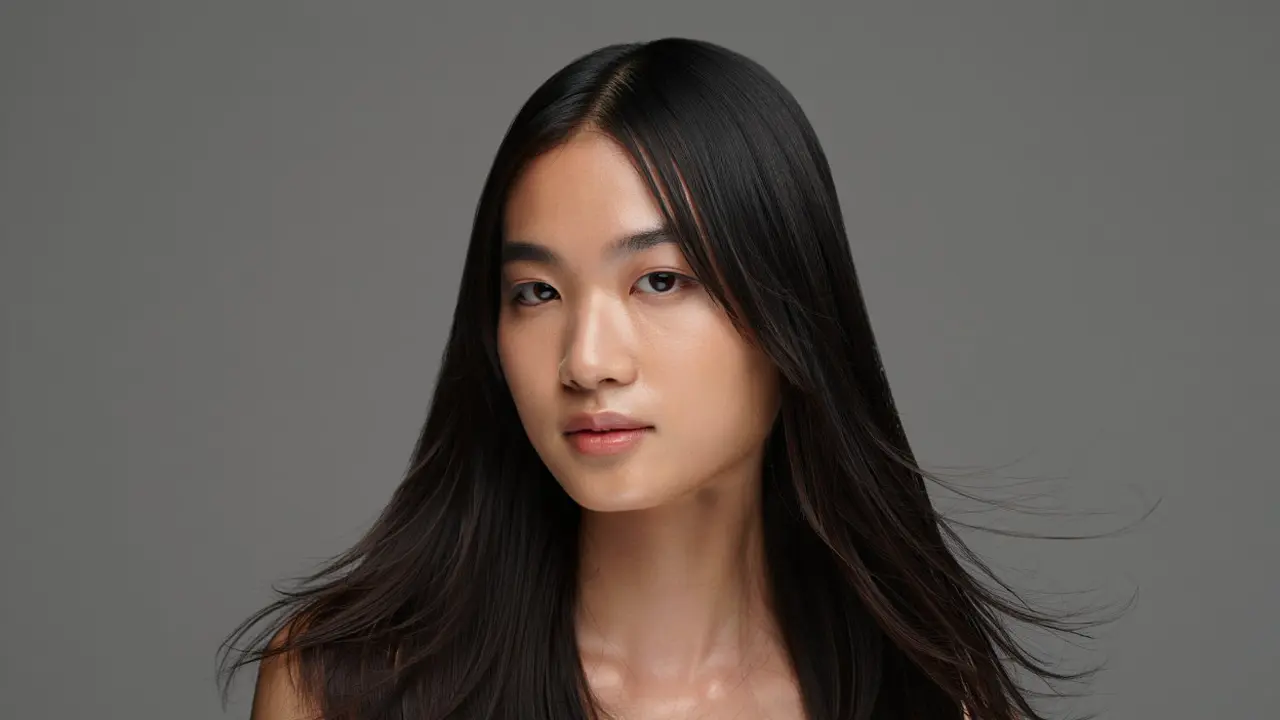 Model Rambut Wanita Panjang Lurus Poni Samping