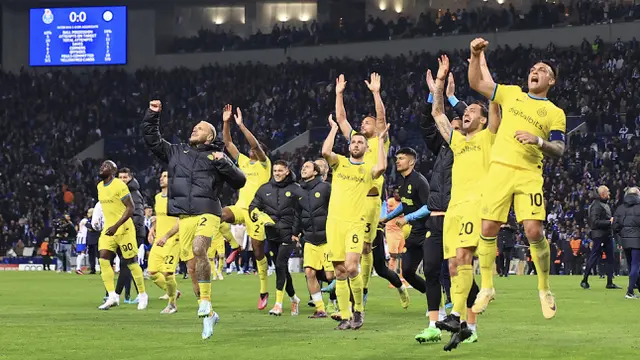 Foto: Kebahagian Pemain Inter Milan Setelah Berhasil Lolos ke Babak Perempat Final Setelah 12 Tahun yang Lalu