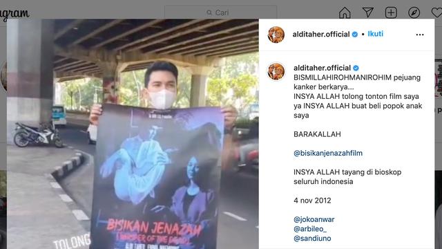 Unggahan Aldi Taher. (Foto: Instagram @alditaher.official)