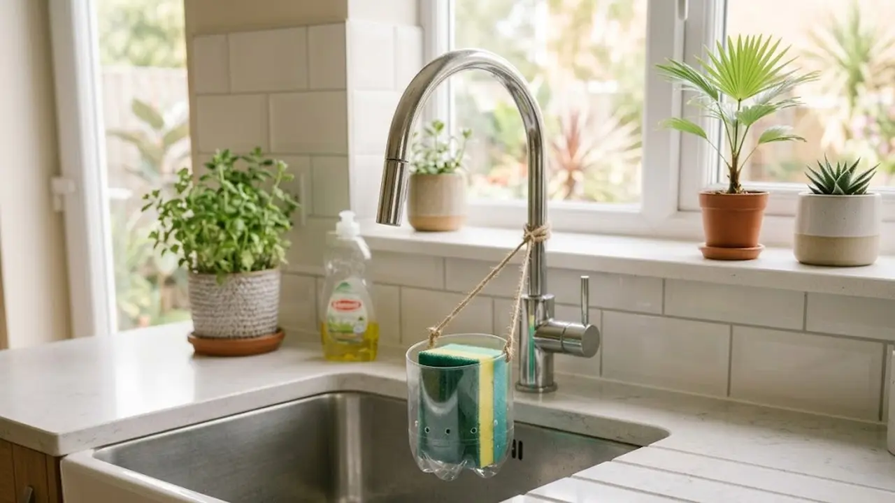 Cara membuat tempat spons cuci piring dari botol bekas