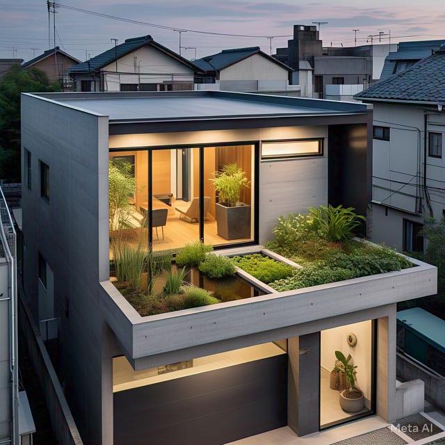 Desain Rumah Lantai 2 dengan Kombinasi Warna Putih dan Abu-abu