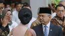 Suahasil Nazara menyampaikan sambutan usai dilantik sebagai Menteri Keuangan di Kementerian Keuangan, Jakarta, Senin (14/9/2026). Presiden Prabowo Subianto melantik Suahasil Nazara sebagai Menteri Keuangan menggantikan Purbaya Yudhi Sadewa. (KLY/Budy Santoso)