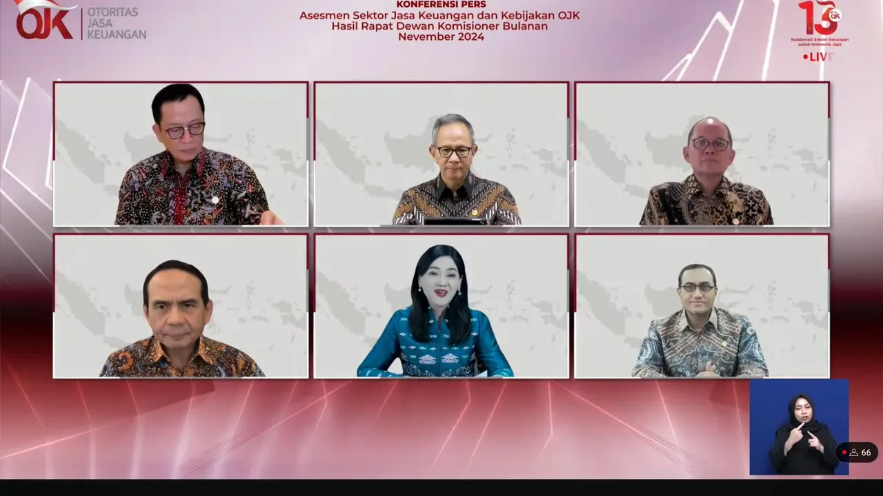 jajaran Dewan Komisioner Otoritas Jasa Keuangan (OJK) dalam Konferensi Pers RDKB, Jumat (13/12/2024). (Tira/Liputan6.com)