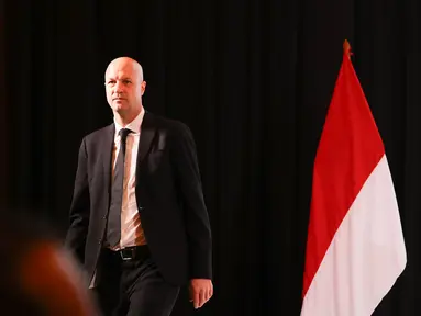 Jordi Cruyff resmi diperkenalkan diperkenalkan ke publik sebagai penasihat teknik PSSI di Hotel Mulia Senayan, Jakarta, Selasa (11/3/2025) sore. (Bola.com/Abdul Aziz)