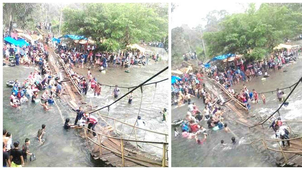 Jembatan Air Abik Belinyu putus, ratusan warga terpaksa memutar jauh 11 km untuk ke Belinyu