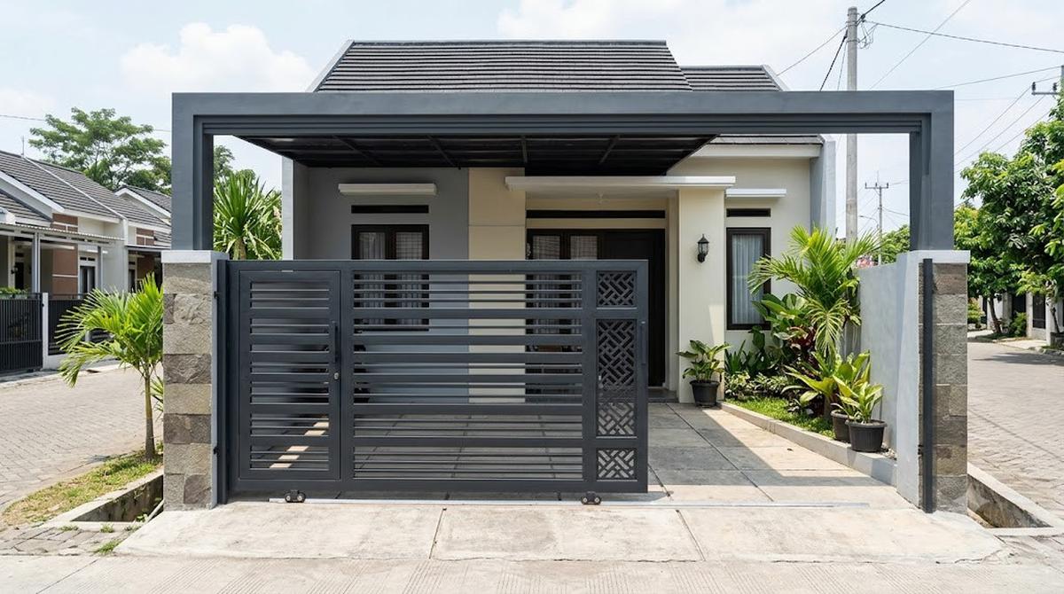 Model Gerbang Besi Hollow untuk Rumah Tipe 36/AI Generated