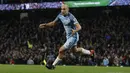Ekspresi pemain Manchester City, Pablo Zabaleta, setelah mencetak gol pertama ke gawang Watford. (Reuters/Phil Noble)