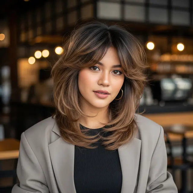 Rambut Wanita Wolf Cut Panjang (Gemini AI)