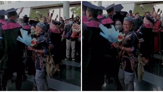 Viral Ayah Berlari Hampiri Anaknya Usai Wisuda Sambil Bawa Bunga, Bikin Haru