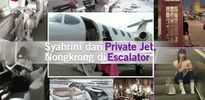 Syahrini mungkin bosan duduk di jet pribadi mewahnya, iapun mencoba nongkrong di eskalator.
