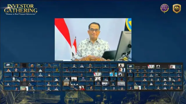 Menteri Perhubungan Budi Karya Sumadi dalam acara Investor Gathering "Infrastructure Land Transportation Outlook yang diselenggarakan Ditjen Perhubungan Darat Kemenhub secara daring, Senin (4/10/2021). (Dok Kemenhub)