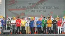 Para Ketua partai politik membacakan Deklarasi kampanye damai (Liputan6.com/Herman Zakharia)
