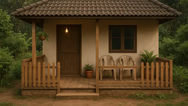 9 Inspirasi Rumah Kecil dengan Teras Mini, Cocok untuk Hunian di Kampung yang Asri (sumber:AI)
