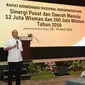 Menteri Pariwisata memberikan pidatonya dalam Rakornas Kepariwisataan ke II di JCC.