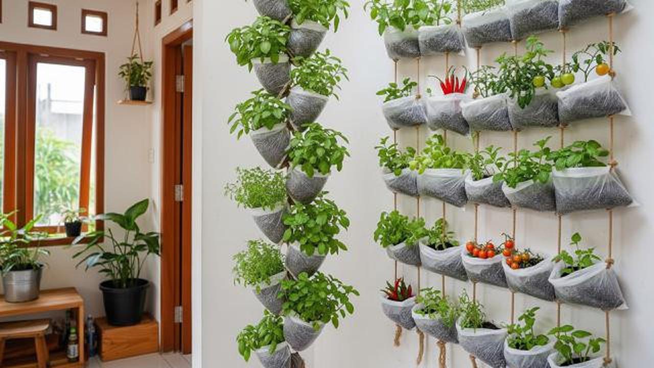 9 Desain Kebun Sayur Vertikal dari Kantong Kresek, Solusi Mandiri Pangan di Lahan Sempit