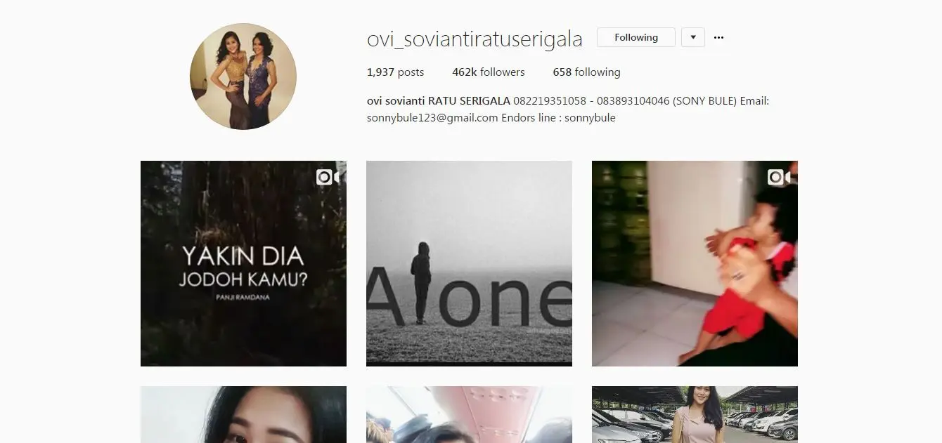 Ovi Sovianti mengganti nama di belakang akun Instagramnya menjadi RATU SERIGALA.