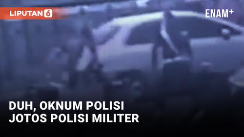 VIDEO: Viral, Oknum Polisi Pukul Polisi Militer TNI di Palembang