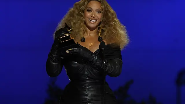 Beyonce di Grammy Awards 2021. (AP Photo/Chris Pizzello)