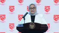 Kepala BPOM Penny K Lukito menjelaskan pihaknya telah membuat roadmap tahapan pengembangan vaksin COVID-19 dari praklinik hingga vaksin dibuat saat konferensi pers di Istana Kepresidenan Jakarta, Selasa (2/9/2020). (Dok Biro Sekretariat Presiden)