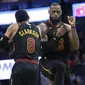 Selebrasi LeBron James  saat Cavaliers kalahkan Thunder (AP)