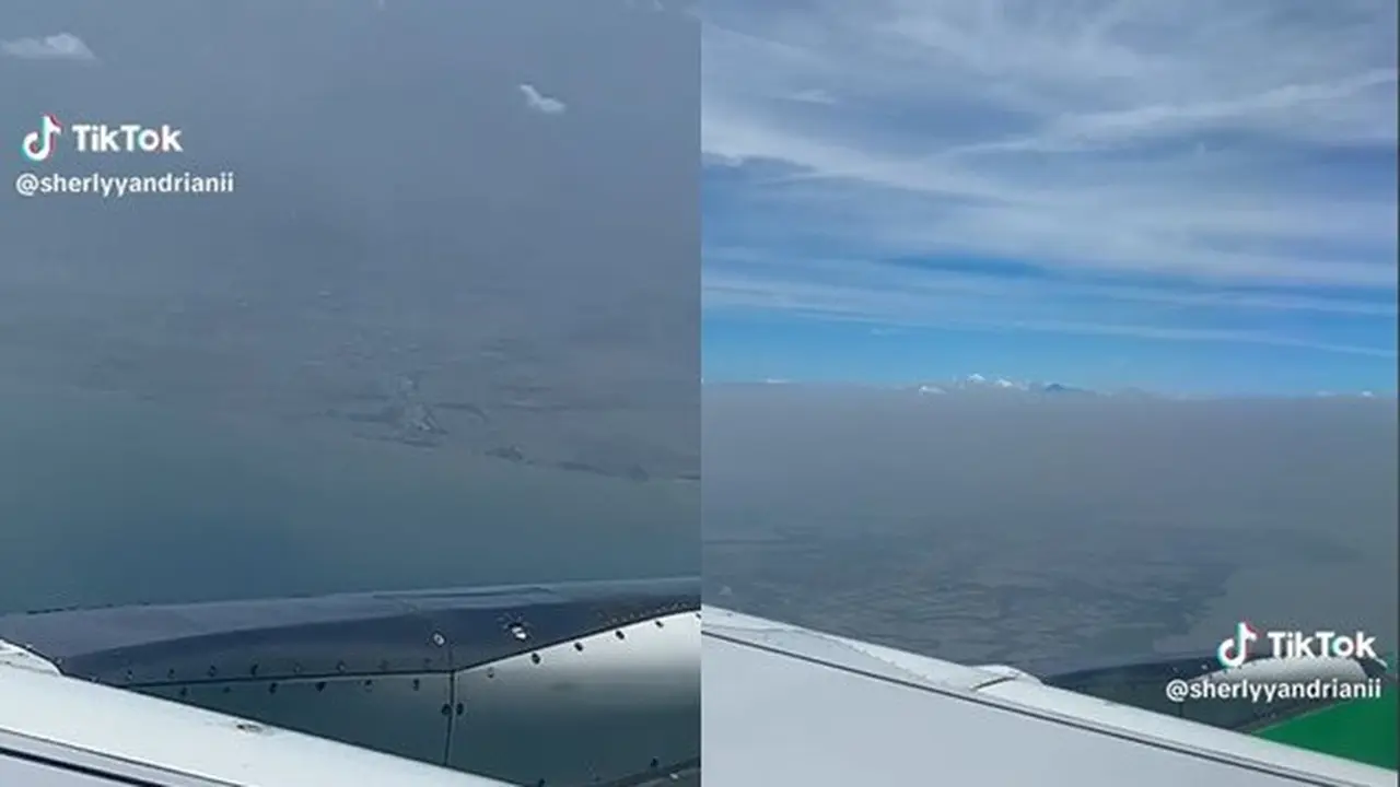Viral Penampakan Polusi Jakarta di Pagi Hari dari Atas Pesawat, Gelap Bak Kabut