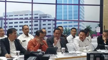 Konferensi pers hasil kajian Badan Pemeriksa Keuangan Republik Indonesia (BPR RI) terhadap laporan keuangan Jiwasraya, Rabu (8/1/2020).