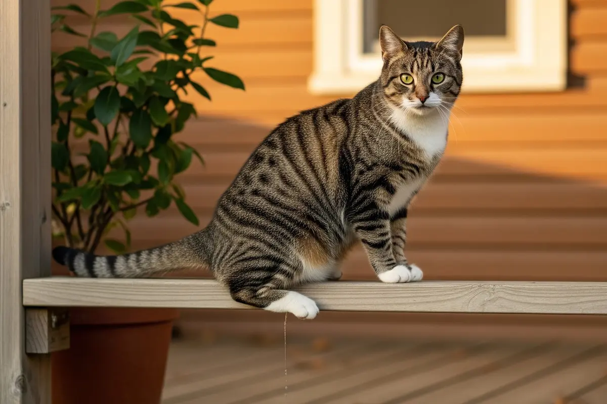 Kucing Tetangga Nongkrong dan Kencing di Teras Rumah (Gemini AI)