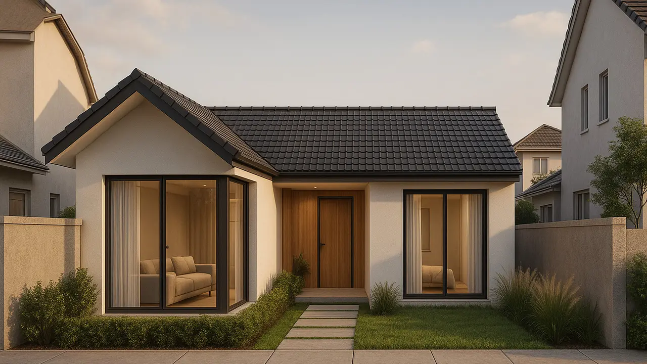 Desain Rumah L‑Shape Untuk Lahan Sempit/Ilustrasi Gambar Oleh AI