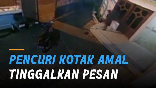 Terekam kamera CCTV seorang pria mengendarai motor curi kotak amal di masjid.